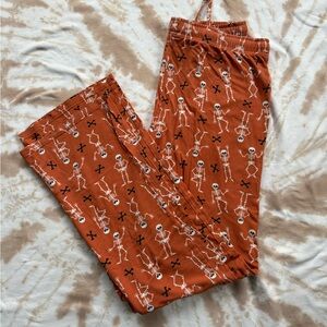 Caden Lane Orange Skeleton Print Pajama Pants - L